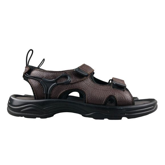 Propet Men\'s Size 10X (3E) Surfwalker Brown Leather Open Toe Hook & Loop Sandals main image 15